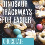 Pin: Chocolate dinosaur trackways for Easter: Chocolate dinosaur bark, with image of the chocolate dinosaur bark in the background