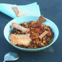 A yummy bowl of chilli con Carne-Taurus with tortilla bone chips