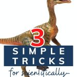 3 simple tricks for scientifically-accurate dinosaur gifts; pin with a small plastic raptor in a santa hat