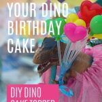 Personalise your dino birthday cake with this DIY dinosaur cake topper (pin with image of our cake topper)f o