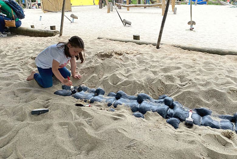 Digging for fossils - under a tent - at Dinoland Zwolle