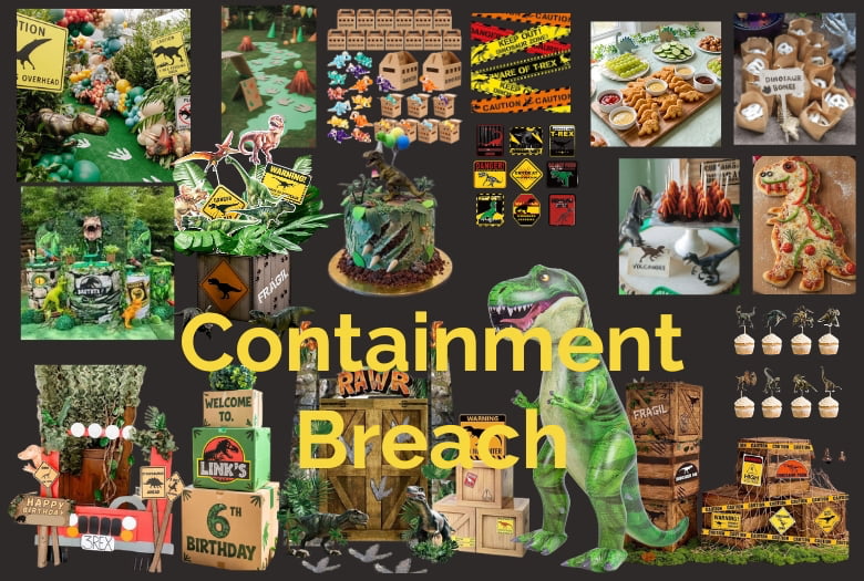I hope your guests have keen vision and can follow clues well because they'll need it for this Containment Breach party. Check the caption for a link to all the goods in this collage.